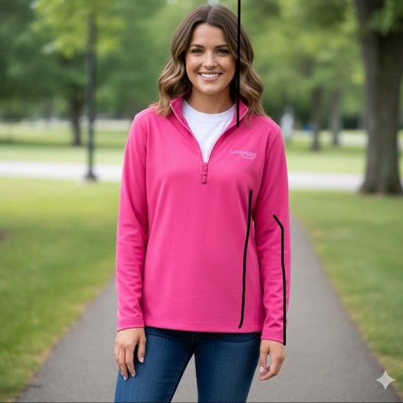 Greg Norman Collection Women's Pink Quarter-Zip Sweatshirt Golf Pullover M - Picture 1 of 12